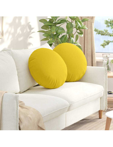 Cuscini per Seduta 2 pcs Giallo Chiaro Ø50 x 19 cm Tessuto