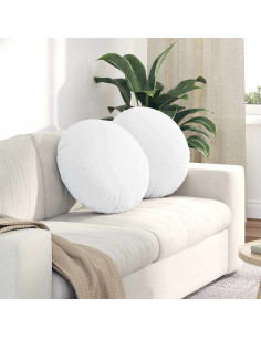 Cuscini per Seduta 2 pcs Bianco Ø50 x 19 cm Tessuto