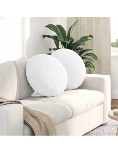 Cuscini per Seduta 2 pcs Bianco Ø50 x 19 cm Tessuto