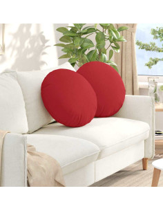 Cuscini per Seduta 2 pcs Rosso Ø50 x 19 cm Tessuto