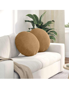 Cuscini per Seduta 2 pcs Marrone Ø50 x 19 cm Velluto
