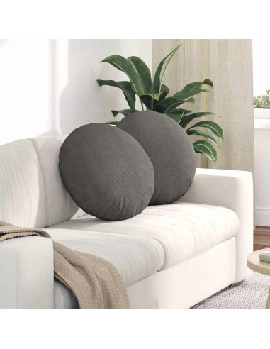 Cuscini per Seduta 2 pcs Grigio chiaro Ø 50 cm Tessuto in Cords