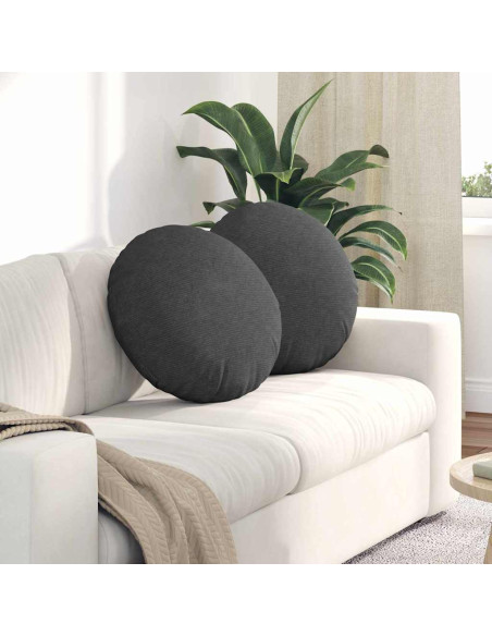 Cuscini per Seduta 2 pcs Grigio scuro Ø 50 cm Tessuto in Cords