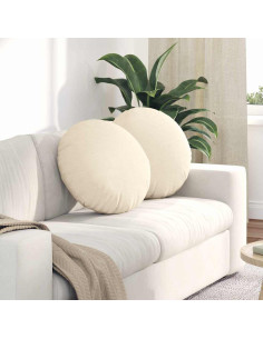 Cuscini per Seduta 2 pcs Crema Ø 50 cm Tessuto in Cords