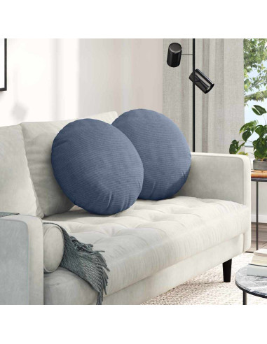 Cuscini per Seduta 2 pcs Blu Ø 50 cm Tessuto in Cords