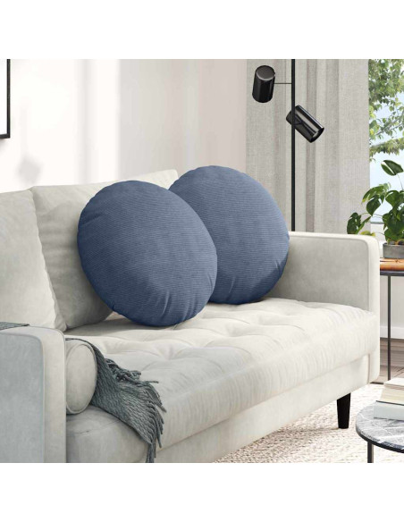 Cuscini per Seduta 2 pcs Blu Ø 50 cm Tessuto in Cords