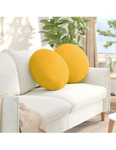 Cuscini per Seduta 2 pcs Giallo Chiaro Ø 50 cm Tessuto in Cords