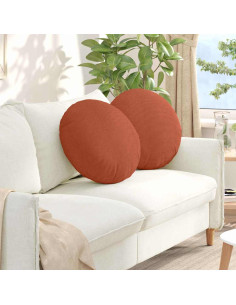 Cuscini per Seduta 2 pcs Rosso Arancio Ø 50 cm Tessuto in Cords