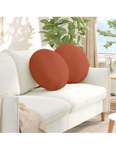 Cuscini per Seduta 2 pcs Rosso Arancio Ø 50 cm Tessuto in Cords
