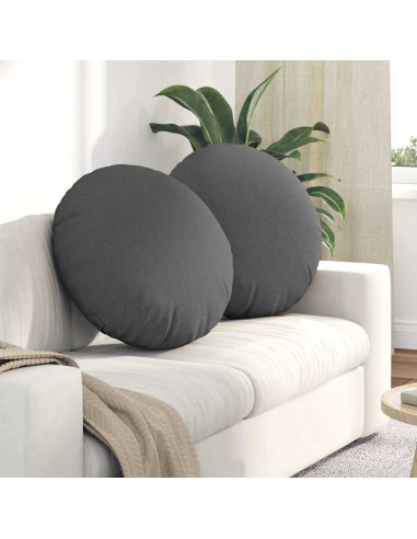 Cuscini per Seduta 2 pcs Grigio scuro Ø60 x 21 cm Tessuto