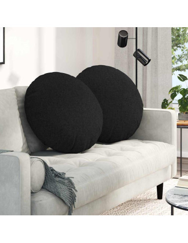 Cuscini per Seduta 2 pcs Nero Ø60 x 21 cm Tessuto