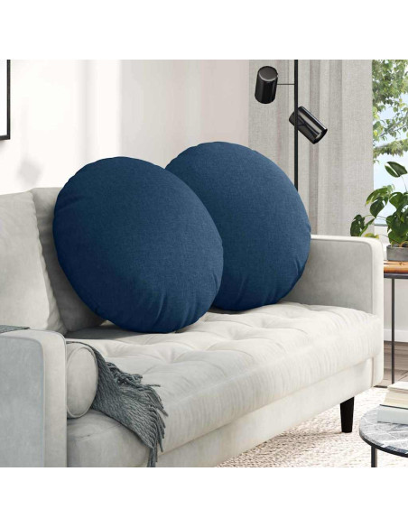 Cuscini per Seduta 2 pcs Blu Ø60 x 21 cm Tessuto