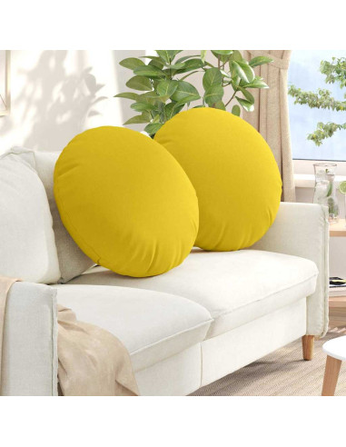 Cuscini per Seduta 2 pcs Giallo Chiaro Ø60 x 21 cm Tessuto