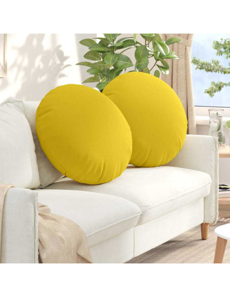 Cuscini per Seduta 2 pcs Giallo Chiaro Ø60 x 21 cm Tessuto