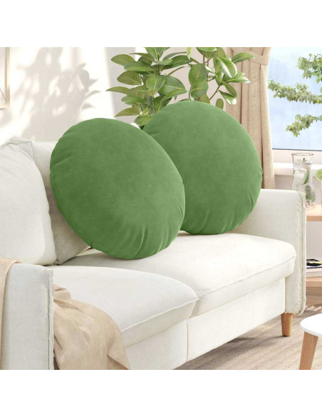 Cuscini per Seduta 2 pcs Verde chiaro Ø 40 x 13 cm Velluto
