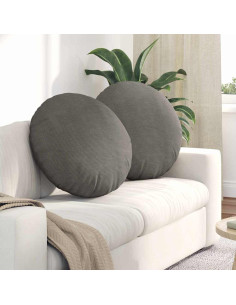 Cuscini per Seduta 2 pcs Grigio chiaro Ø 60 cm Tessuto in Cords