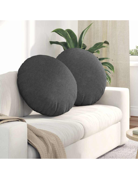 Cuscini per Seduta 2 pcs Grigio scuro Ø 60 cm Tessuto in Cords