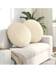 Cuscini per Seduta 2 pcs Crema Ø 60 cm Tessuto in Cords