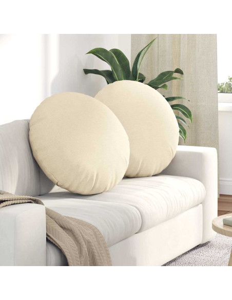 Cuscini per Seduta 2 pcs Crema Ø 60 cm Tessuto in Cords
