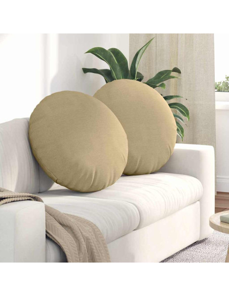 Cuscini per Seduta 2 pcs Grigio Verde Ø 60 cm Tessuto in Cords