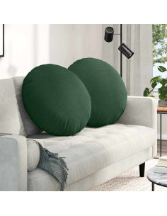 Cuscini per Seduta 2 pcs Verde Scuro Ø 60 cm Tessuto in Cords