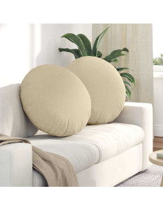 Cuscini per Seduta 2 pcs Crema Ø80 x 29 cm Tessuto
