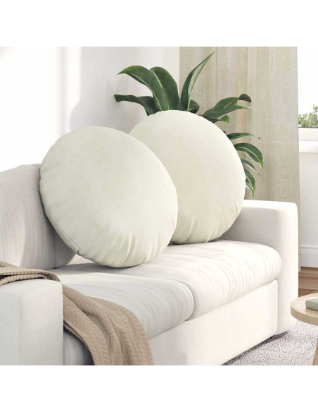 Cuscini per Seduta 2 pcs Crema Ø 80 x 29 cm Velluto