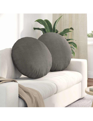 Cuscini per Seduta 2 pcs Grigio chiaro Ø 80 cm Tessuto in Cords