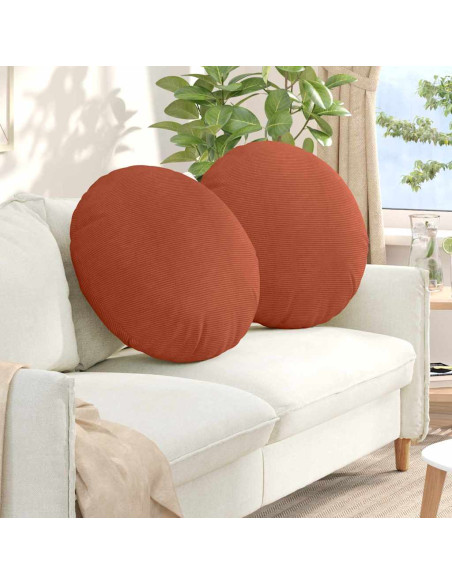 Cuscini per Seduta 2 pcs Rosso Arancio Ø 80 cm Tessuto in Cords