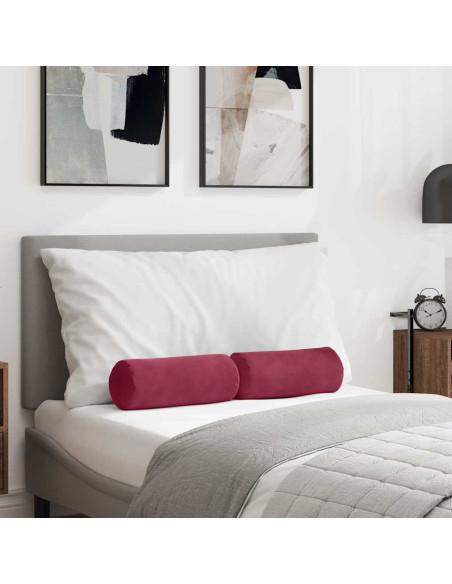 Cuscini a rullo 2 pcs Rosso Vino Ø 15 x 40 cm Tessuto in Cords