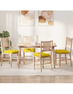 Cuscini per Seduta 4 pcs Giallo Chiaro 40 x 40 x 12 cm Tessuto