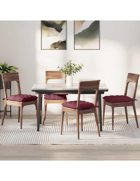 Cuscini per Seduta 4 pcs Rosso Vino 40 x 40 x 6 cm Tessuto