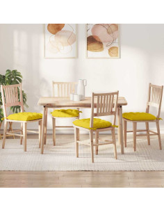 Cuscini per Seduta 4 pcs Giallo Chiaro 40 x 40 x 6 cm Tessuto