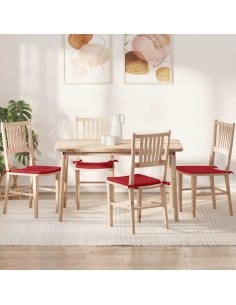 Cuscini per Seduta 4 pcs Rosso 40 x 40 x 3 cm Tessuto