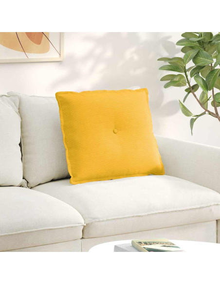 Cuscino per Schiena Giallo Chiaro 60 x 50 cm Tessuto in Cords