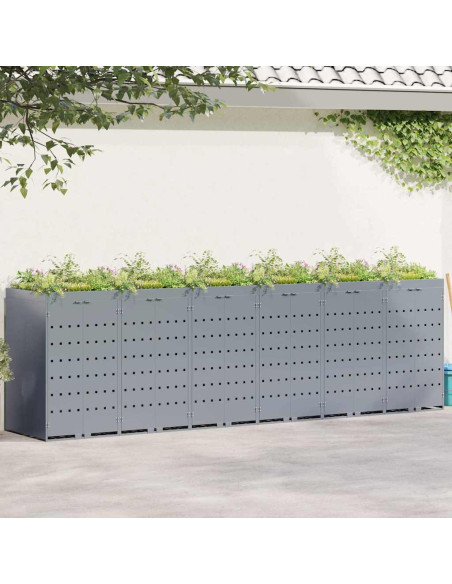 Contenitore per Rifiuti per 6 Bidoni Grigio chiaro