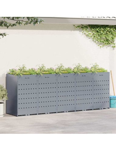 Contenitore per Rifiuti per 5 Bidoni Grigio chiaro