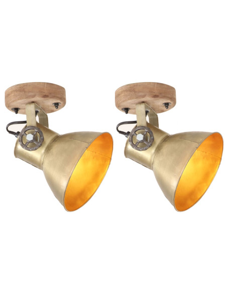 Lampade da Parete/Soffitto 2 pz Industriale Ottone 20x25 cm E27