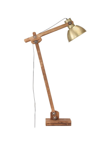 Lampada da Pavimento Ottone in Legno Massello di Mango E27
