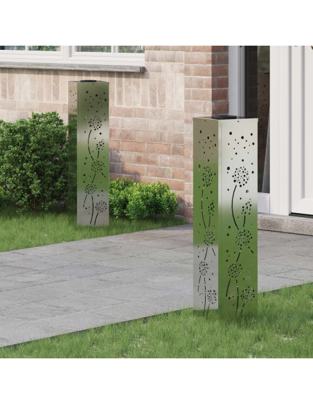 Faro LED solare per sentieri 2 pcs Ruggine Zincato