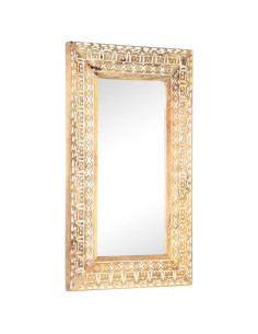 Specchio Intagliato a Mano 80x50x2,6 cm in Massello di Mango