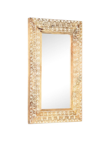 Specchio Intagliato a Mano 80x50x2,6 cm in Massello di Mango