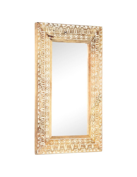 Specchio Intagliato a Mano 80x50x2,6 cm in Massello di Mango