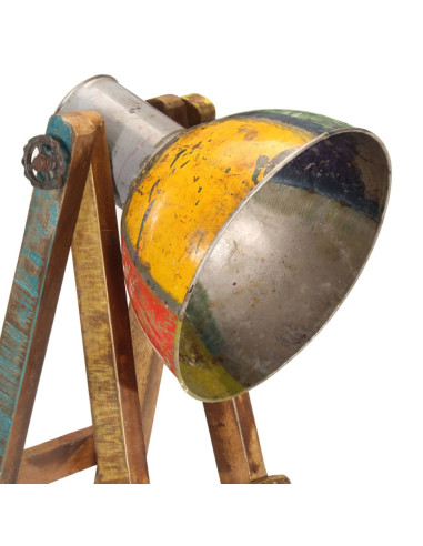 Lampada da Terra Multicolore E27 in Legno Massello di Mango