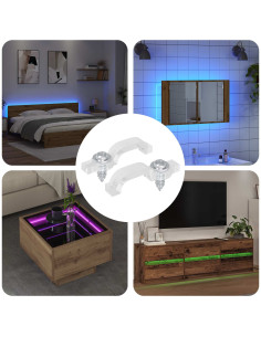 Clip per Striscia LED 2 pcs Trasparente 23,8 x 7,3 x 4,3 mm