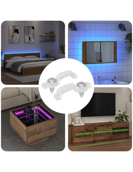 Clip per Striscia LED 2 pcs Trasparente 23,8 x 7,3 x 4,3 mm