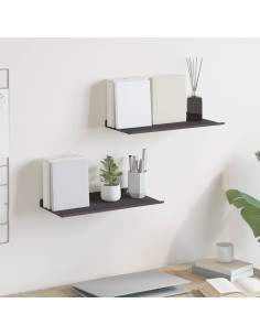 Scaffale da parete 2 pcs Nero 40 x 17,5 x 2,5 cm