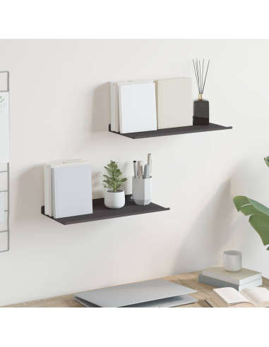 Scaffale da parete 2 pcs Nero 40 x 17,5 x 2,5 cm