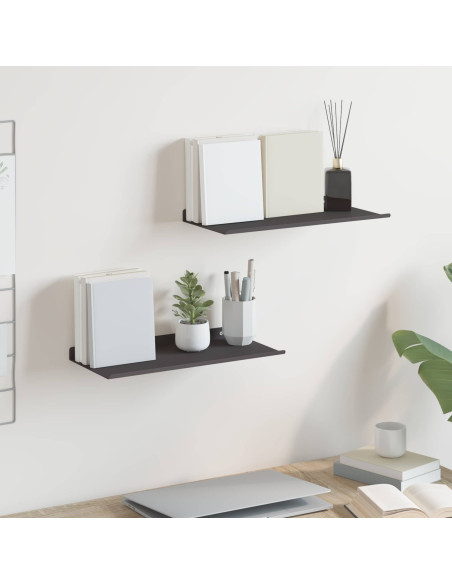 Scaffale da parete 2 pcs Nero 40 x 17,5 x 2,5 cm