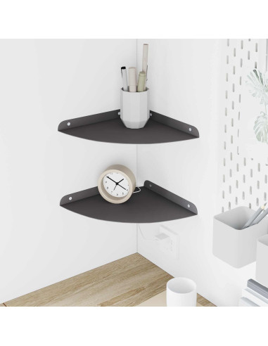 Scaffale da parete con lo scaffale 2 pcs Nero 24 x 24 x 2 cm